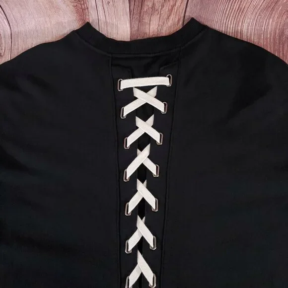 *READ* DBYDGNAK Unisex Size Large Black Back Lace Up Sweatshirt - Picture 10 of 16
